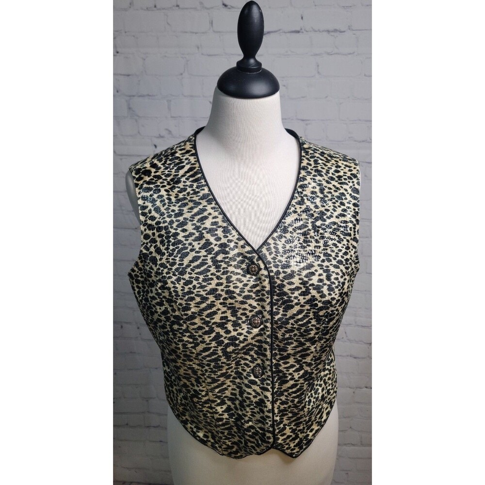 Vintage City Girl Animal Print Button Vest No size s/m Old Money Classic Preppy